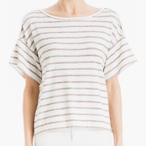 MAX STUDIO Marble Stripe T-Shirt in Cream/Tan Stripe Size Small EUC